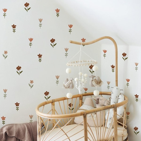 72 st Väggdekaler, Självhäftande Väggdekaler, Klar PVC Väggdekor för Barnrum och Lekrum Renovering, Blommor