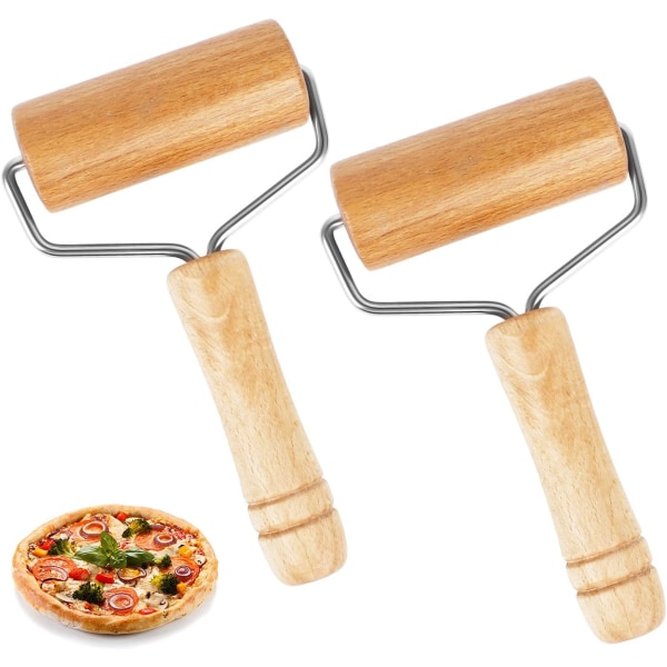 Non-Stick Træ Kagerulle 2 Stk Træ Pizza Kagerulle til P