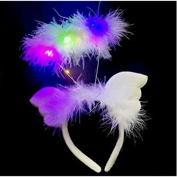 4 st ljusa ängel gloria pannband LED fjäder ängel hår ring ängel kostym accessoarer för hall