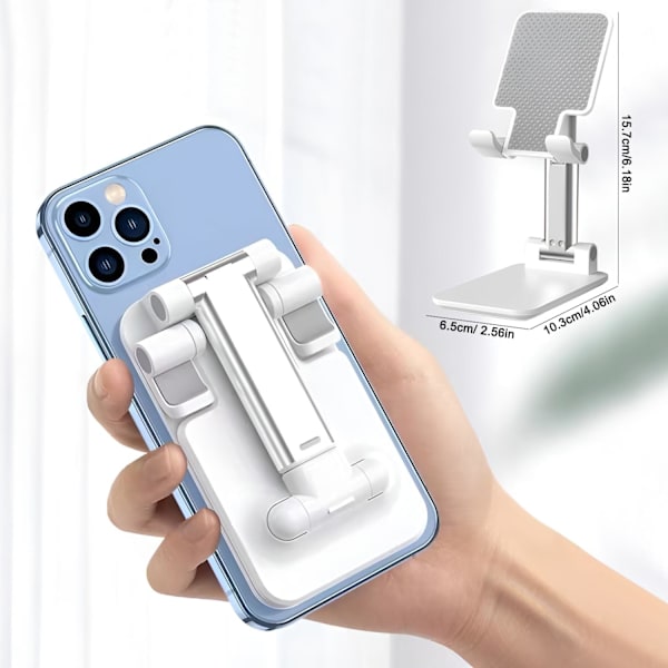 1 stk. (Hvid) Innovativ Foldbar Justerbar Telefonholder, Telefonholder, Desktop Mobiltelefonholder, iPhone Bordstander, iPad Samsung Mini iPhone Al