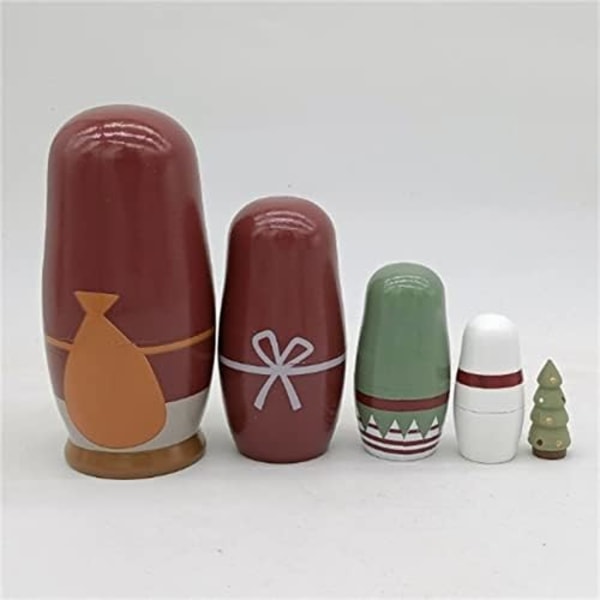 Ryska Nesting Dolls Jul Ryska Matryoshka Dockor Trä Staplingsleksak Presenter till Barn Pojkar Flickor
