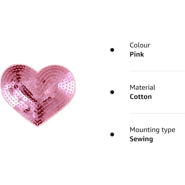 (Pink) 12 stk. Hjerteformede Sequin Stryge på Patches Broderede Sy Applikationer til DIY Outfit Bukser T-S