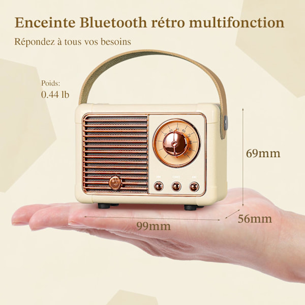 1 kpl Mini Kannettava Retro Bluetooth-kaiutin, Pieni FM-radiokaiutin 3W Tehokkaalla Kaiuttimella, Bassokalvo, Handsfree-puhelut, Vintage-kaiutin Suppo