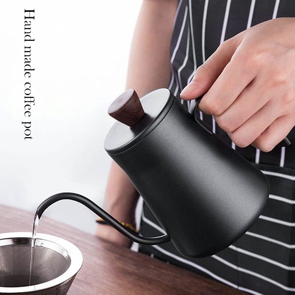 (400ml Snabb Uppvärmning Matt Svart) Kaffe Gåshals Vattenkokare Lång Smal Pip Kann Rostfritt Stål Häll
