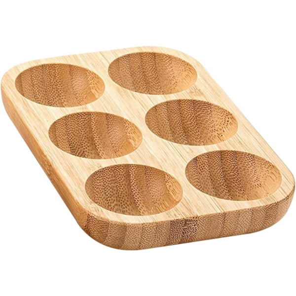 x Äggbricka i trä (15 x 9,9 x 1,9 cm), Ägglåda med 6 fack för kylskåp, Äggbricka för äggförvaring i kylskåp, Kyl, Frys, Äggbricka för kök