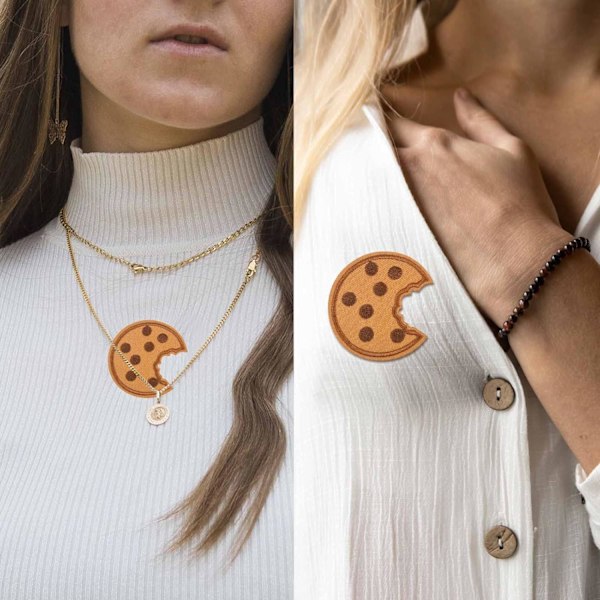 20 stk. Cookie Broderi Mærker, Chokolade Cookie Strygemærker