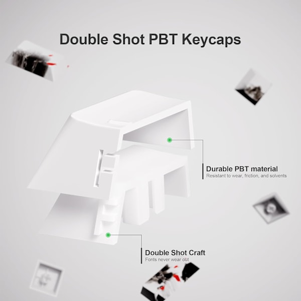 PBT Keycaps - Side Print Keycaps, Shine Through Custom Keycaps 75 Procent, Retro Keycap Set Dye Sub og Double Shot, 128