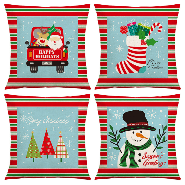 Christmas pillowcase 45 x 45 cm, Set of 4 in Christmas linen prin