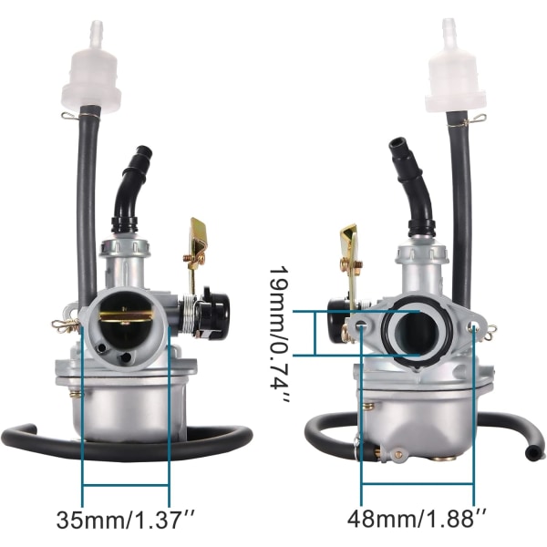 PZ19 Karburator 19mm med kabelchoker erstatning for 50cc 90cc 110cc 125cc ATV Dirt Bike Go Ka