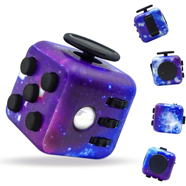 Fidget Toy Cube, Cube Fidget Angstlindrende Legetøj til Voksne og Børn, 6-sidet Fidget Legetøj Cube Håndholdt til Voksne, Hørbar/Stille Fidget Legetøj til AD