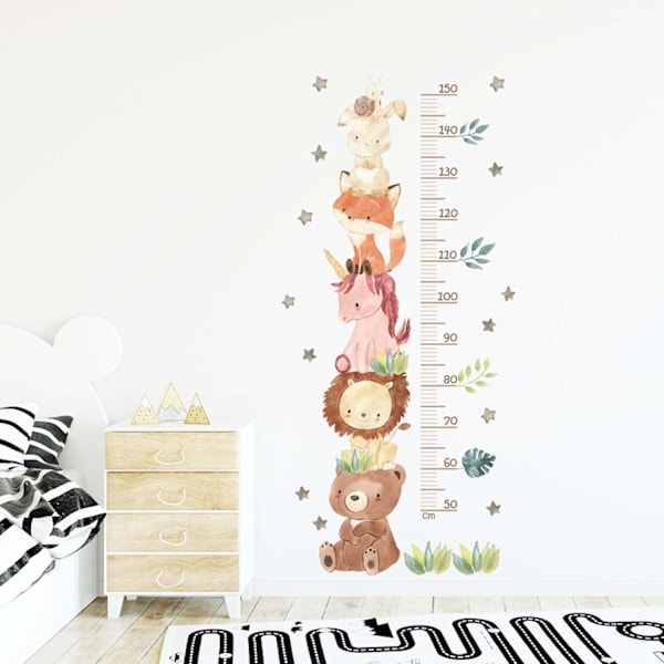 1 st Kawaii Väggdekorationer, Söta Cartoon Höjdmätare Dekaler, Växtdiagram för Vägg, Vardagsrum, Sovrum Vägg Dek