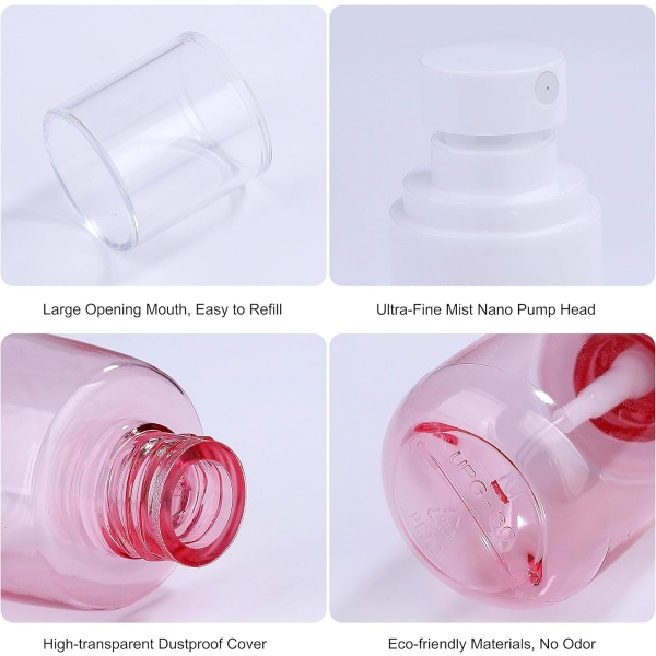 Dimsprayflaska, genomskinlig återanvändbar tom resesprayflaska i plast