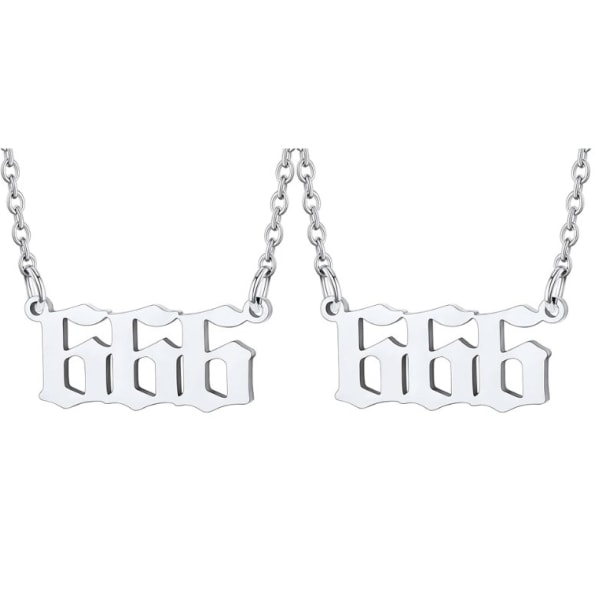 2 Enkelinumero Choker-kaulakoru naisille ja miehille, 666 Onnennumero St