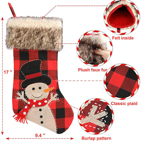 Set med 3 julstrumpor, stora julstrumpor, julstrumpor 46,5 cm, julstrumpor, jultomte