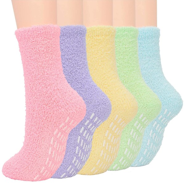 5 par kvinner varme supermyke plysj tøfler sokk vinter fluff