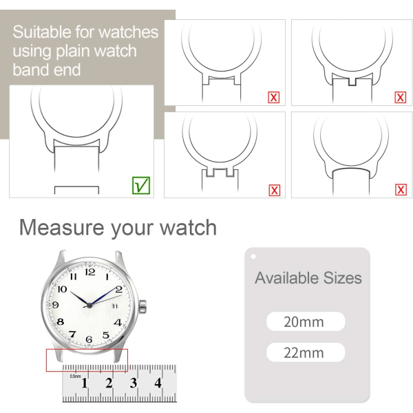 20 mm urrem, læder og silikone Smartwatch-rem Komp