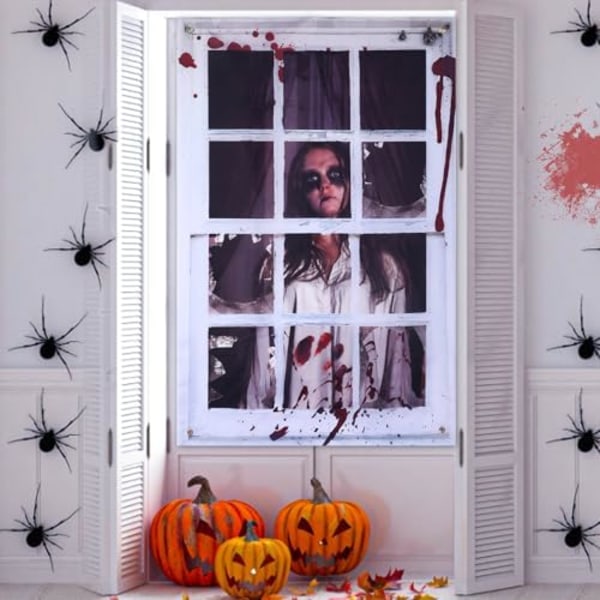 Halloween-ikkunakoristeet 31.5x47.2\" Ikkuna Ovi Seinä Peite Pelottavat Halloween-koristeet Sisä- ja Ulkokäyttöön Juhlat