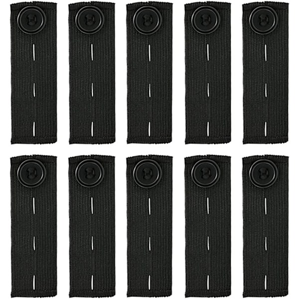 10 st Byxknappsförlängare Elastiska Midjeförlängare Byxförlängare Bältesknappsförlängare Elastisk Midjeförlängare Byxförlängare Breddare Svart