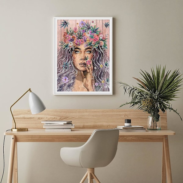 (30x40cm) 5D timanttimaalaussetti tytölle, värikkäät kukat