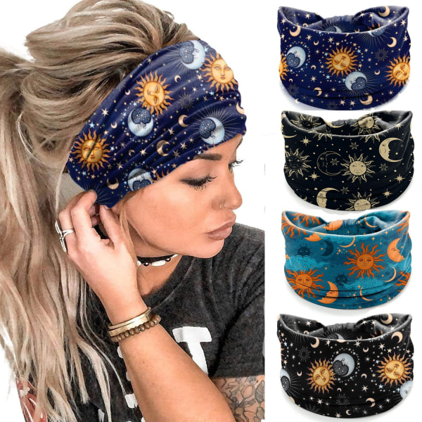 Bandeau Cheveux Femme 4 stk Extra Large Serre Tete Femme Élastique Bandana Yoga Sport Foulard Cheveu