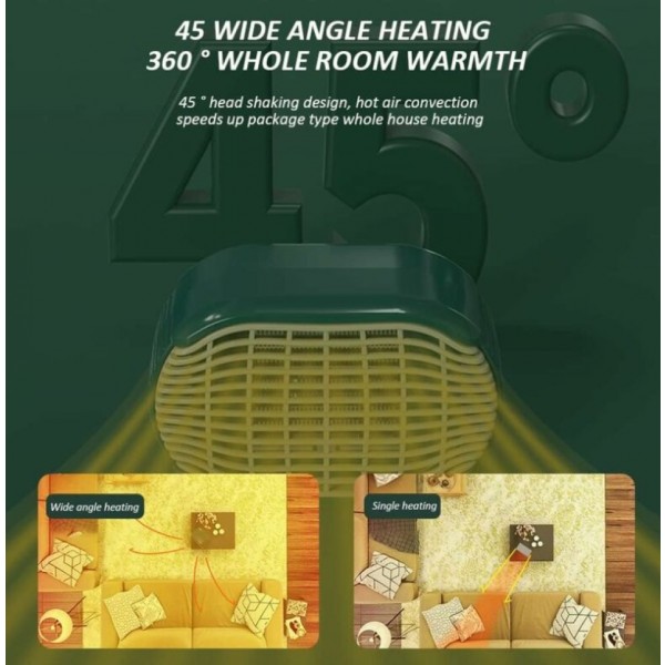 Varmevifte, keramisk varmevifte, 800W elektrisk varmevifte, varmeovner med 2 temperaturjusteringsnivåer