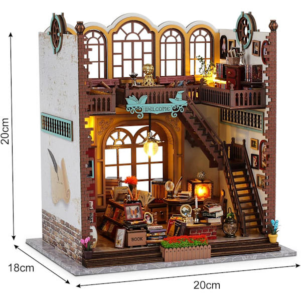 Cuteefun Bog Nook DIY, 3D Træpuslesæt Bog Hale, Bog Nook Hyldeindsats, DIY Dukkehus Sæt, Seng