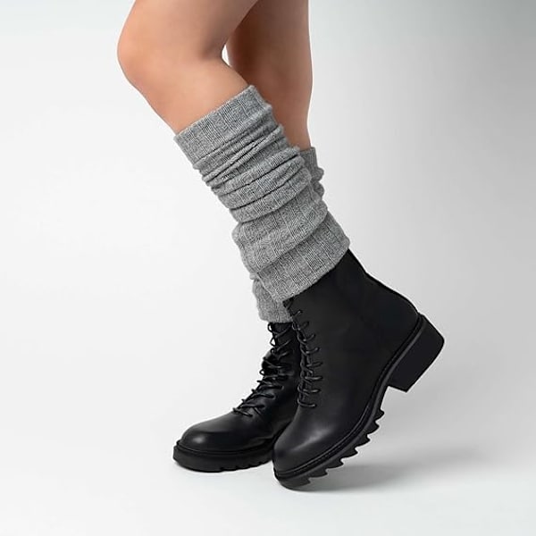 Grå 1 par kvinners myke benvarmere Vinter myk strikket heklet mønster Kvinners dansetights Ballet T