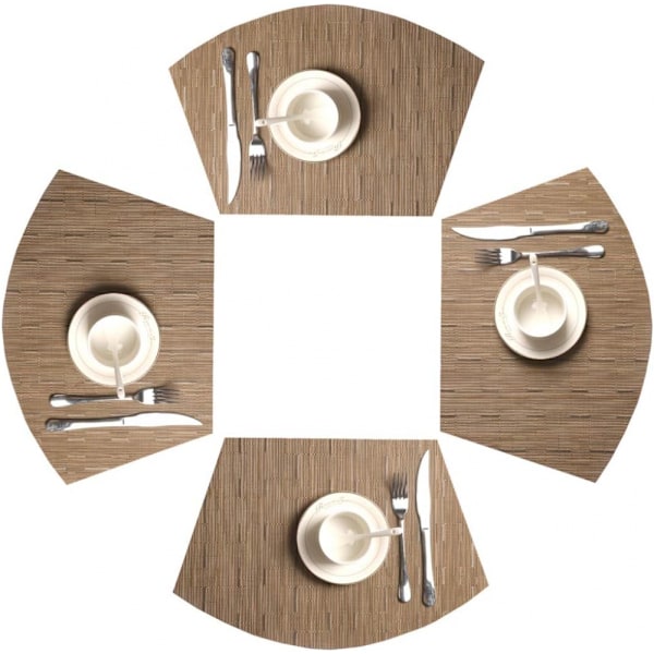 4 Pcs Round Table Placemats Wedge Placemats Heat Resistant Round Table Mats Wipe Clean