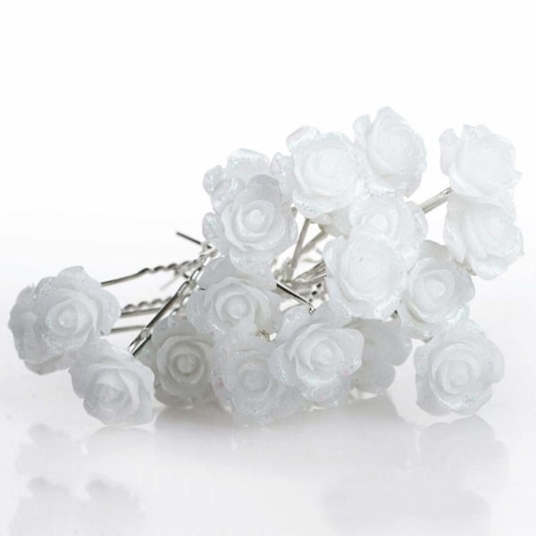 20 brude bryllup hårspænder, hvid rose blomster hårspænder