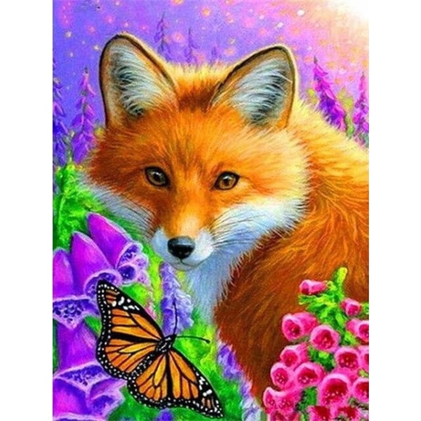 30 × 40 Purple Blossom Fox Diamond Painting (30 * 40, 1 stk)