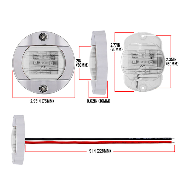 (Sininen+Valkoinen)Meri Navigointi Valot 4 LED Takavalot 12V Vedenpitävä