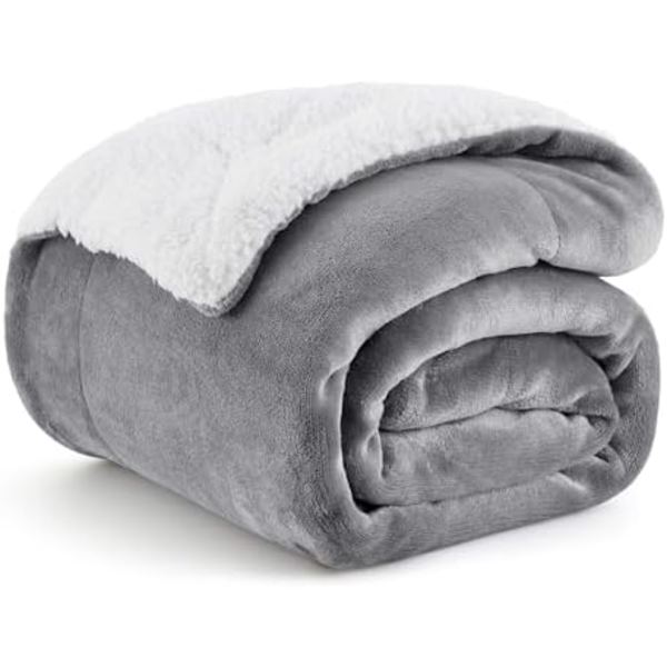 Sherpa Sofadekken Fleecepledd - Grå Kast 150x200, 2 Personer Myk og Varm
