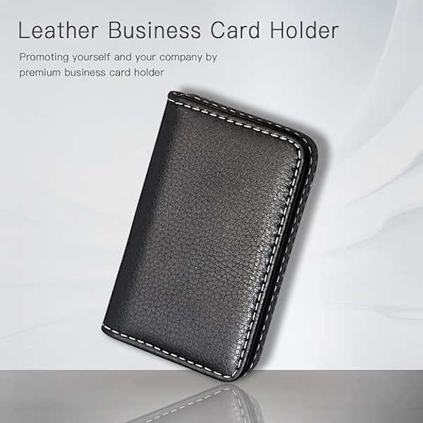 (Sort) 1 stk. Business Card Holder Luksus PU Læder, Business Card Holder Wallet Kreditkort ID Box/H
