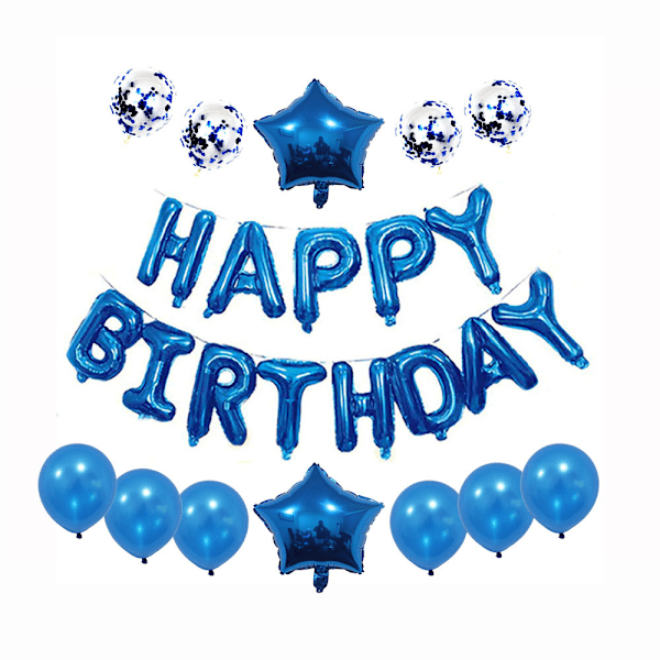 3 sæt 16 tommer ballon fødselsdag dekorationer, 3D Mylar Happy Birthday banner og konfetti latex ba