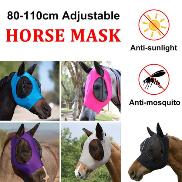 Horse Fly Mask (Blqck) - Mesh øyne og ører, pustende stoff