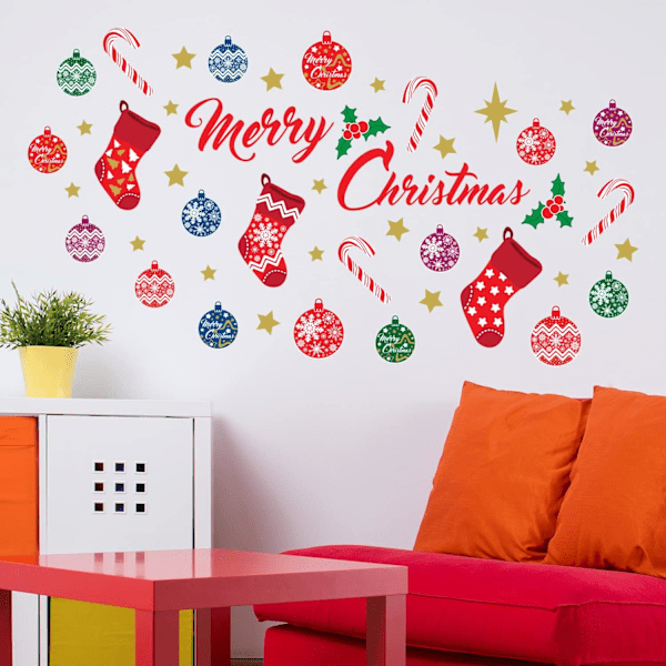 Julklappsväggdekaler för inomhusbruk, juldekorationer & väggdekor, festliga juldekaler, semesterväggkonst, perfekt för jul
