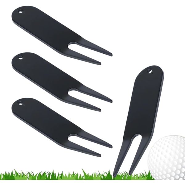 4 stk. Bøjet Golf Divot Reparationsværktøj Bøjet Golf Turf Reparations Gaffel Metal Golf Gaffel Tilbehør Egnet til at Reparere Golf Turf Rengøre Riller Fjerne Snavs og D