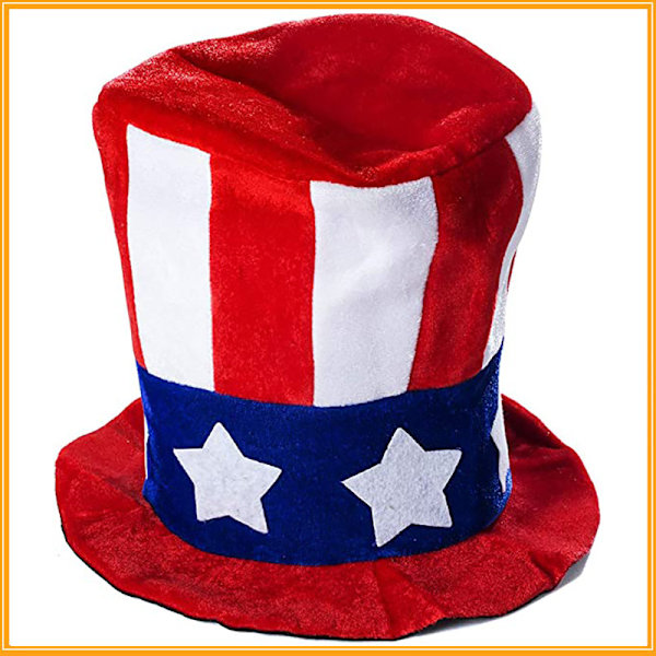 USA plyshat, Onkel Sam hat, Cylinder, Amerika, Stjerner og striber