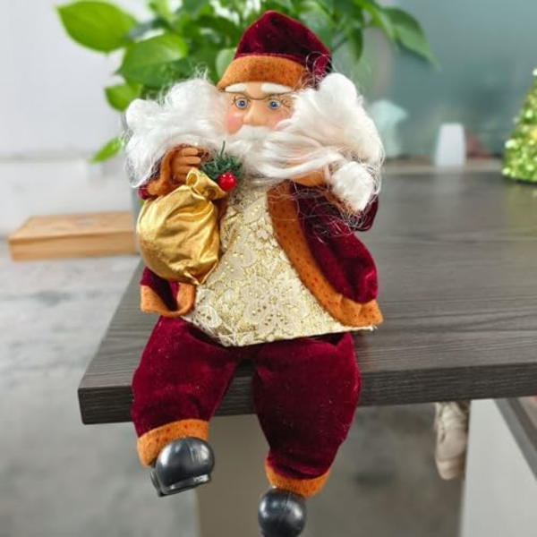 Juleplys Dekorationsdukker Siddende Hylde Julemand Figur Julefest Fleksible Pynt Fyldte Dekoration til H