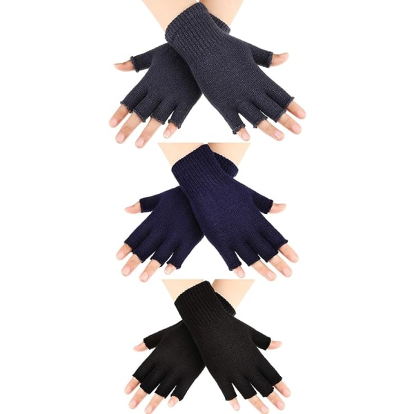3 paria Half Finger Gloves Winter Fingerless Gloves Neulottu