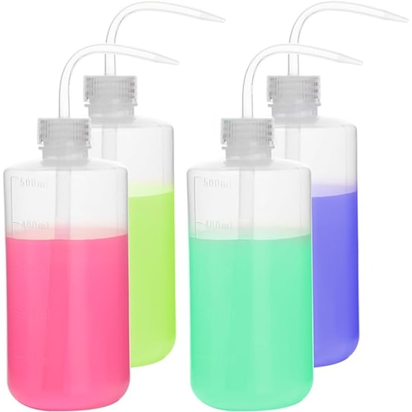 4 stk. klemflasker, vaskeflaske, 4 pakker plastik klemflasker