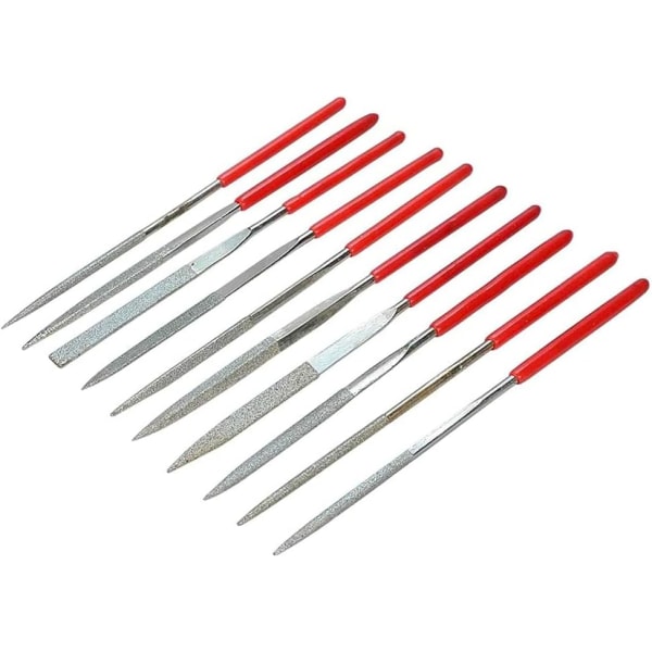 10 st Mini diamantnålsfilar i 2x100mm skaft, Multi-Purpose Diamond File Set Metal Fil