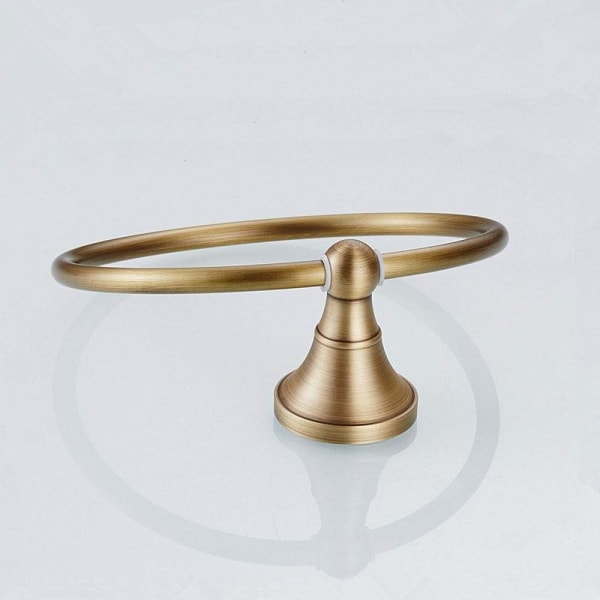 Antikk messing håndkleholder slynge håndkleholder baderomstilbehør børstet dusj rund håndkleholder W