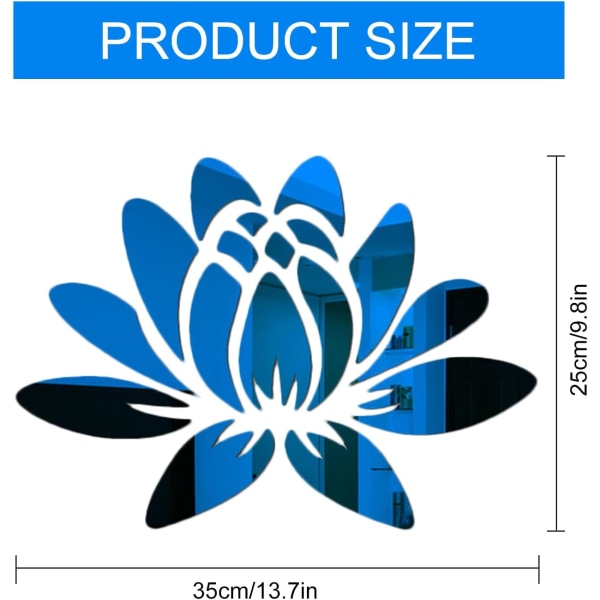 3D Lotus Acryl Spegel Blomväggdekal Dekorativ Väggkonst Självhäftande