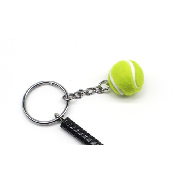 sølv-mini tennisketcher nøglering, mini tennis vedhæng sportsvogn