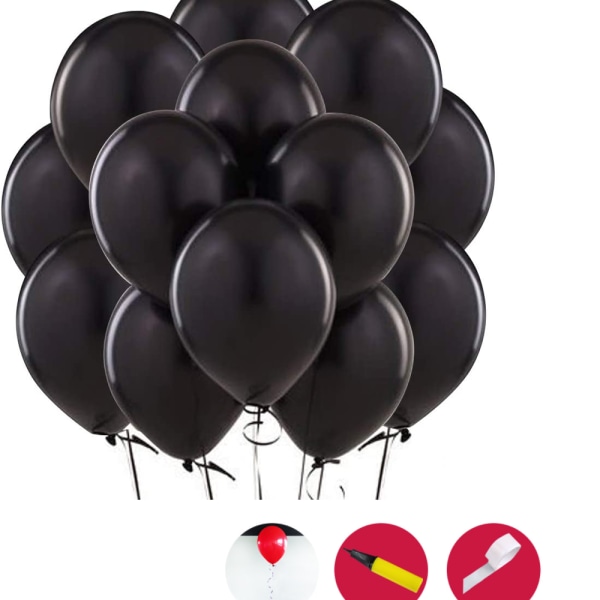 100 Pack Black Balloons Latex Party Balloons - 12 tuuman pyöreä