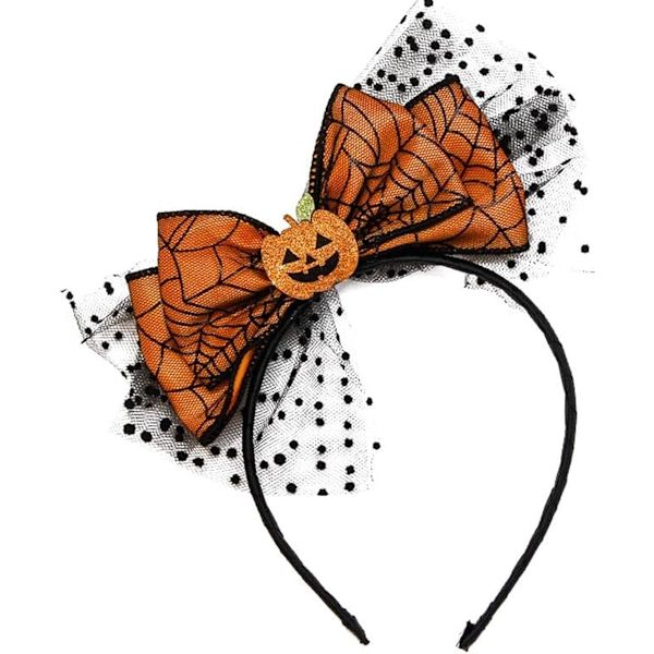 Halloween Hårbånd med Græskar-Sløjfe Design Hårbånd Glad Halloween Fest Hårtilbehør til Børn Kvinder Sød Græskar Mes