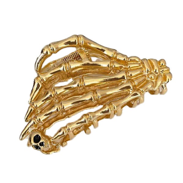 (Guld) 1 stk. Skull hårklemme - Halloween Metal Alloy Claw Clip Elegant Cool Silver Shark Hair Claw Cli