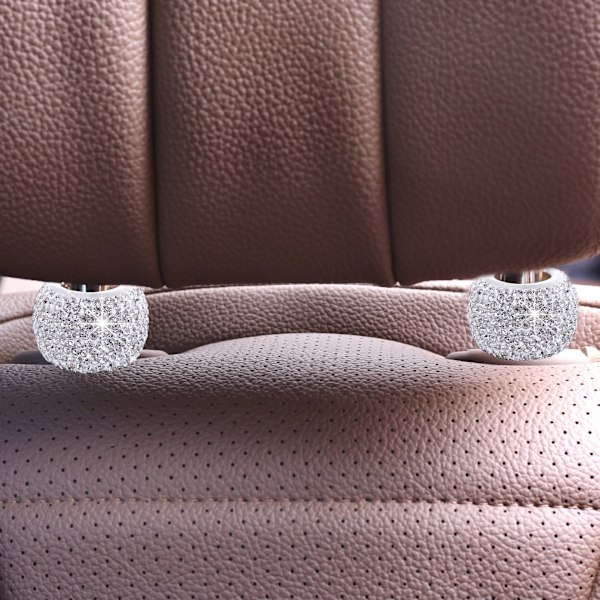 Vita 4-pack bilhuvudstödshalsband, Bling bilhuvudstödshalsbandringar Dekoration, Rhinestone bilhuvudstödshalsband, Diamant In