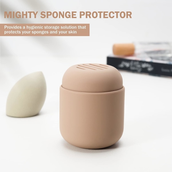 2 st Khaki Makeup Sponge Holder, Silikon Resväska för Skönhetssvampar
